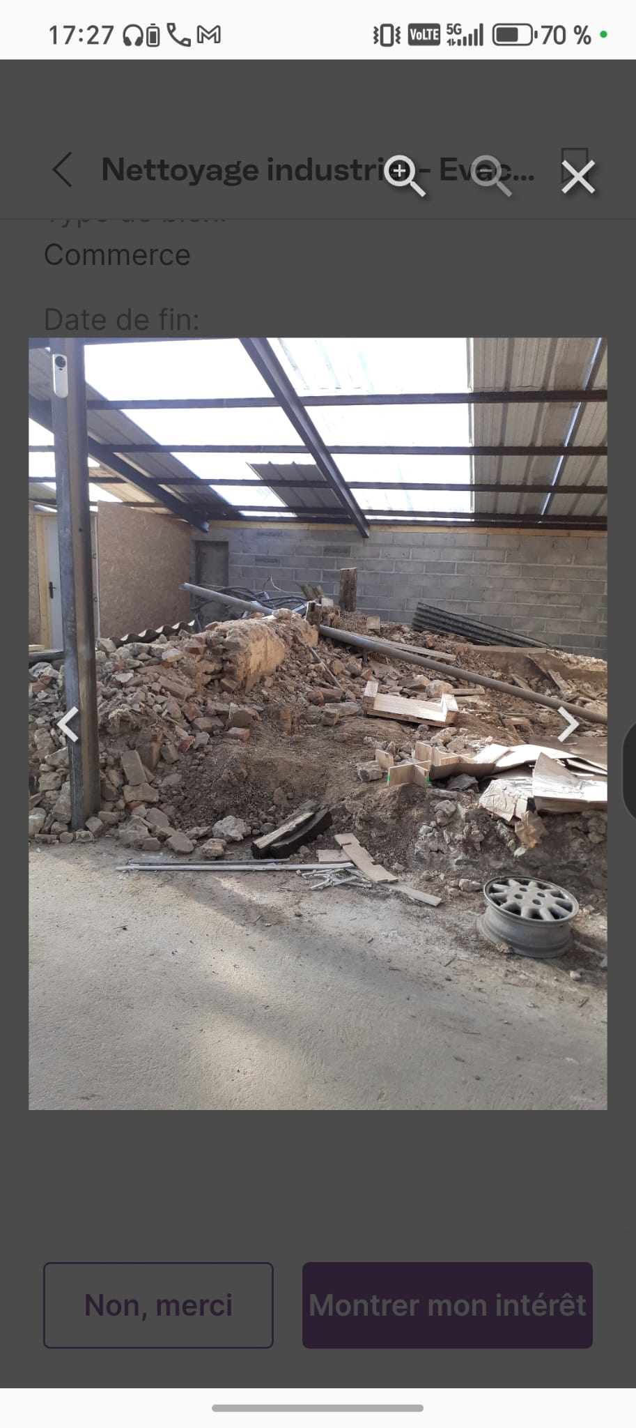 Débarras de gravats après démolition - local commercial